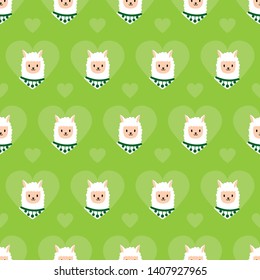 Seamless pattern with alpacas. Cute and childish design for fabric, textile, wallpaper, bedding, swaddles, toys or gender-neutral apparel. Simple and sweet print for nursery decor or wall art.