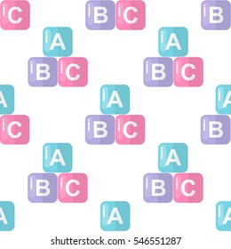 seamless pattern. alphabet blocks. vector illustration