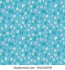 Patrón sin brillo con letras alfabéticas. Antecedentes interminables para el Día del Inglés. Símbolos localizados caóticamente. Ilustración del vector