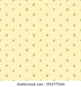 Seamless pattern with alphabet letters. Endless background for English language Day. Chaotically located symbols. Vector illustration