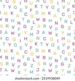 seamless pattern of alphabet letters with a transparent background, suitable for children's pattern design needs, for print, fashion, surfaces, wrapping paper, covers and others
