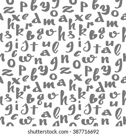  Seamless pattern alphabet letters. Vector alphabet. Hand drawn letters. Handwritten creative font. Modern lettering. Isolated on white. 