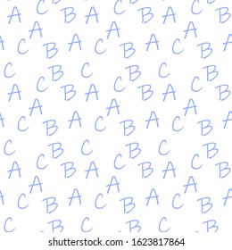 Seamless pattern with alphabet letters.Gift wrapping paper. Bed sheets and interior. School and learning theme.
