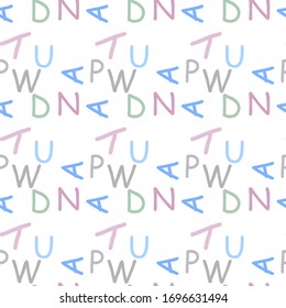 Seamless pattern with alphabet letters.Gift wrapping paper. Bed sheets and interior. School and learning theme.