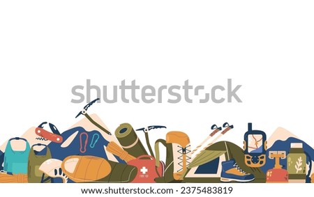 Seamless Pattern Alpinist Equipment. From Climbing Ropes To Carabiners, This Design Captures The Essence Of Adventure