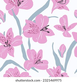 Seamless pattern with alstroemeria flowers