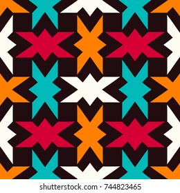 Seamless pattern with alternate bright geometric elements.