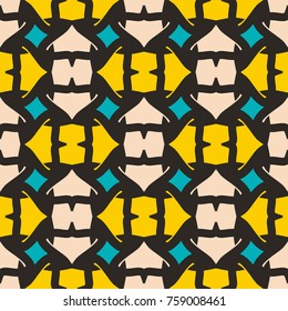 Seamless pattern with alternate bright geometric elements. Stylish abstract artwork.