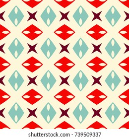 Seamless pattern with alternate colorful geometric elements.