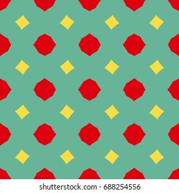 Seamless pattern with alternate polygons and quadrangles. Stylish retro illustration.