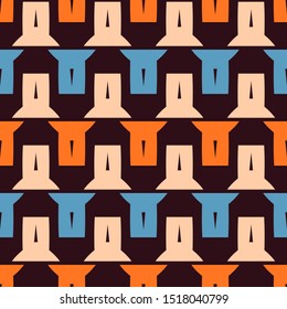 Seamless pattern with alternating bright geometric shapes.