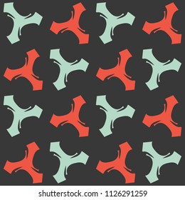 Seamless pattern with alternating geometric shapes on black background.