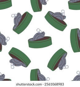 seamless pattern aluminium cans. Vector cartoon flat illustration isolated on white background.