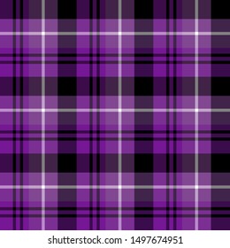 Seamless pattern in amazing black, bright violet and white colors for plaid, fabric, textile, clothes, tablecloth and other things. Vector image. 
