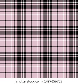 Seamless pattern in amazing black, light pink and white colors for plaid, fabric, textile, clothes, tablecloth and other things. Vector image. 
