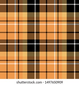 Seamless Pattern In Amazing Black, Orange And White Colors For Plaid, Fabric, Textile, Clothes, Tablecloth And Other Things. Vector Image. 