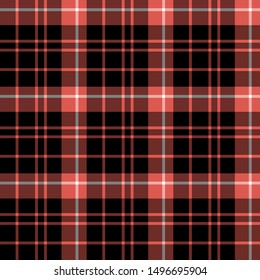 Seamless pattern in amazing black, red and white colors for plaid, fabric, textile, clothes, tablecloth and other things. Vector image. 