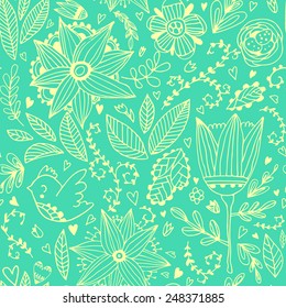 Seamless pattern with amazing flowers