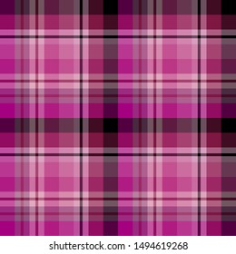 Seamless pattern in amazing pink and black colors for plaid, fabric, textile, clothes, tablecloth and other things. Vector image. 
