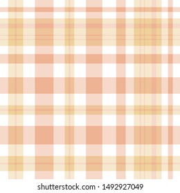 Seamless pattern in amazing white, yellow and light orange colors for plaid, fabric, textile, clothes, tablecloth and other things. Vector image. 