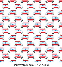 Seamless pattern of the ambulance car icons 