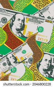 Seamless pattern. American dollar and leopard skin texture.
