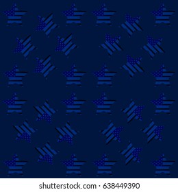 Seamless pattern. American flag is the US Independence Day. Stars of coloring and style of the American flag on a blue background. Illustration, vector for your design