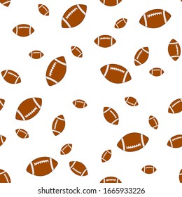 Seamless pattern with american football ball. Vector drawing.