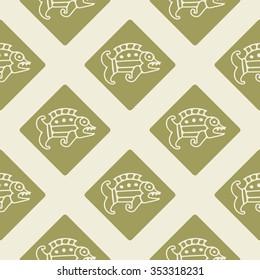Seamless pattern with American Indian ethnic fish ornament