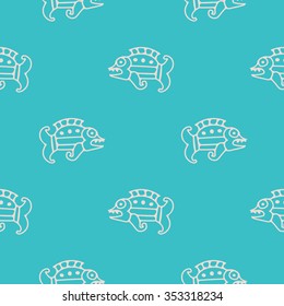 Seamless pattern with American Indian ethnic fish ornament