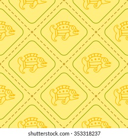 Seamless pattern with American Indian ethnic fish ornament