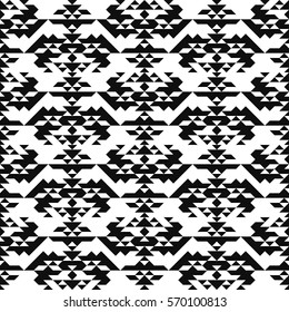 Seamless pattern with american indian style. Triangle ornament plaid. Navajo background. Textile geo print. Tribal swatch