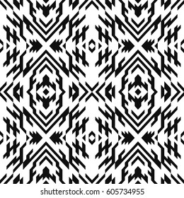 Seamless pattern american indian style. Triangle ornament plaid. Navajo background. Textile geo print. Tribal swatch.