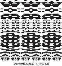 Seamless pattern in American Indian style. Vector retro design for fashion print. Monochrome background