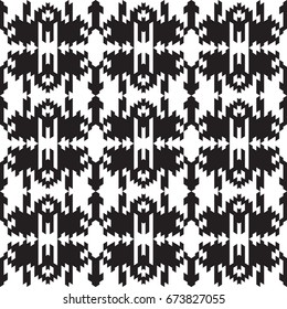Seamless pattern in American Indian style. Vector retro design for fashion print. Monochrome background.