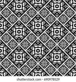 Seamless pattern with american indian style. Tribal ornament plaid. Navajo background. Textile geo print.