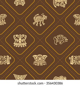 Seamless pattern with American Indians art and ethnic ornaments for your design