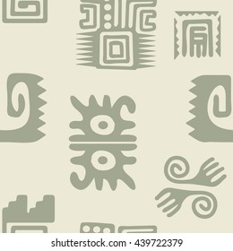 Seamless Pattern With American Indians Relics Dingbats Characters For Your Design