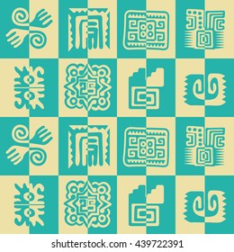 Seamless pattern with American Indians relics dingbats characters for your design