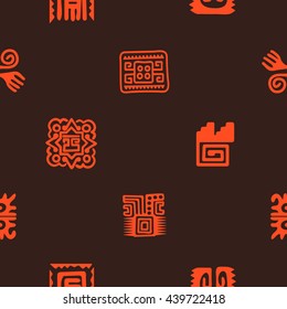 Seamless pattern with American Indians relics dingbats characters for your design