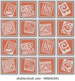 Seamless pattern with American Indians relics dingbats characters for your design