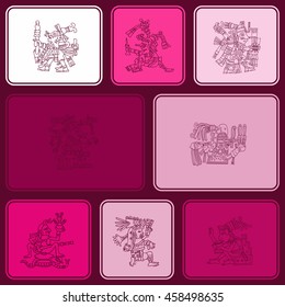 Seamless pattern with American Indians relics, dingbats characters for your design