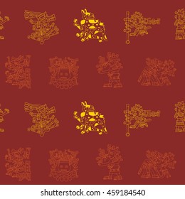 Seamless pattern with American Indians relics dingbats characters for your design