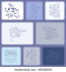 Seamless pattern with American Indians relics dingbats characters for your design