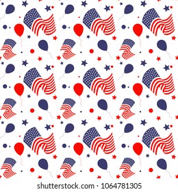 Seamless pattern in american national colors. Holiday decorative background. Vector illustration.