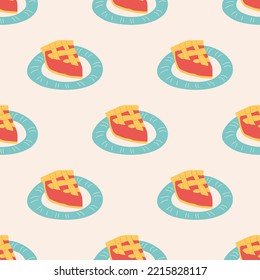 Seamless Pattern with American Pie. Thanksgiving Day collection. Flat vector illustration