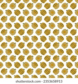 Seamless pattern with American Tonda pumpkin or Americana Tonda squash. Winter squash. Cucurbita pepo. Fruit and vegetables. Flat style. Isolated vector illustration.