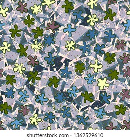 Seamless pattern. Amoeba blots hand-drawn and abstract background.