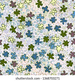 Seamless pattern. Amoeba blots hand-drawn and abstract background.