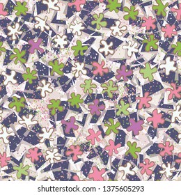 Seamless pattern. Amoeba blots hand-drawn and abstract background.